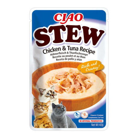 Inaba Cat Ciao Stew 4+1 (5x40g) Uzupełniająca Karma Dla Kota Potrawka z Kurczakiem i Tuńczykiem
