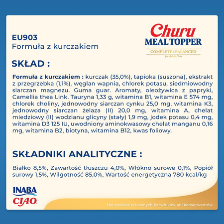 Inaba Cat Meal Topper 4x14g (56g) Kremowy Przysmak Dla Kota Pasta z Kurczakiem