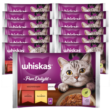 Whiskas Adult 13x340g Soczyste Kąski Mokra Karma Dla Dorosłego Kota W Galaretce Kawałki Z Wołowiną I Z Kurczakiem