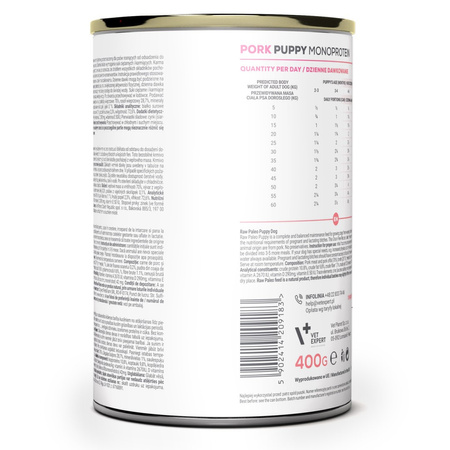 Raw Paleo Puppy Monoprotein 400g Mokra Karma Dla Szczeniąt z Wieprzowiną