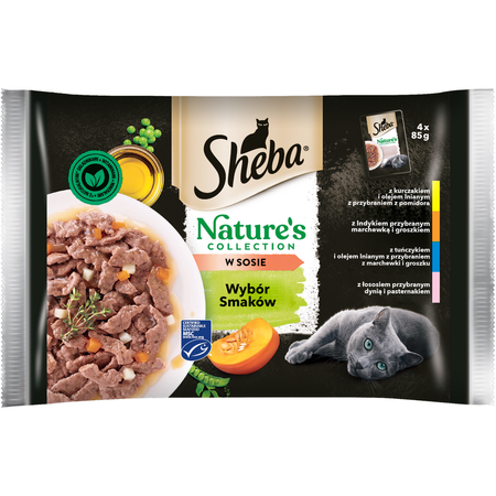 Sheba Nature's Collection 32x85g Mokra Karma Dla Kotów Wybór Smaków W Sosie Kurczak Indyk Tuńczyk Łosoś