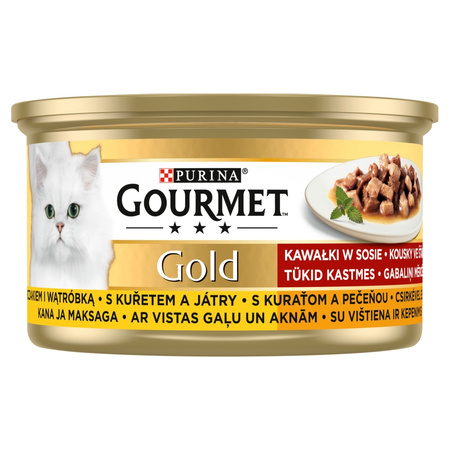 Purina Gourmet Gold z Kurczakiem i Wątróbką 48x85g Mokra Karma Dla Kota Kawałki w Sosie