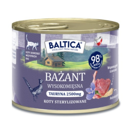 Baltica Smaki Regionów Bażant 6x185g Bezzbożowa Mokra Karma Dla Kotów Sterylizowanych