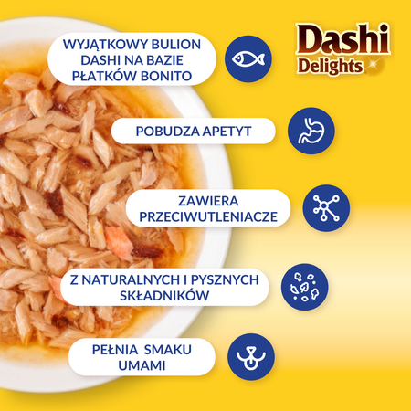 Inaba Cat Dashi Delights Mix 12x70g Uzupełniająca Karma Dla Kota Bulion z Tuńczykiem Serem Łososiem i Bonito
