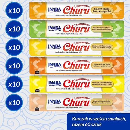 Inaba Cat Churu 80x14g Kremowy Przysmak Dla Kota Pasta Mix Z Kurczakiem i Tuńczykiem