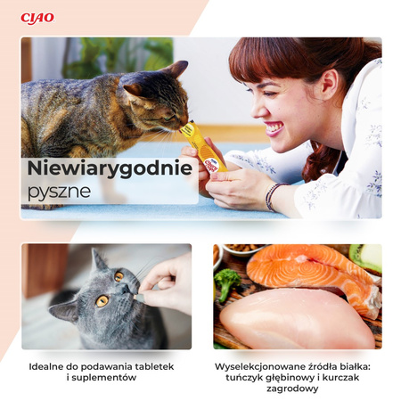 Inaba Cat Churu Pops 4x60g Kremowy Przysmak Dla Kota Galaretka Z Tuńczykiem 3+1 Gratis