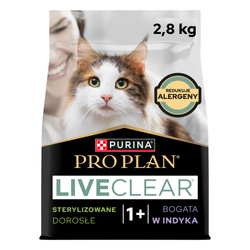 Purina Pro Plan LiveClear Sterilised Adult 2,8kg Sucha Karma z Indykiem Dla Kota Sterylizowanego