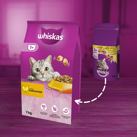 Whiskas Adult 7kg - Sucha Karma Dla Kotów Z Kurczakiem I Warzywami + GRATIS