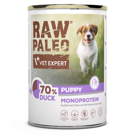 Raw Paleo Puppy Monoprotein 12x400g Mokra Karma Dla Szczeniąt  z Kaczką