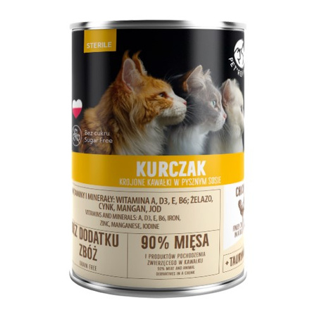 PetRepublic Bezzbożowa Mokra Karma Dla Kotów Sterylizowanych 12x400g Kawałki W Sosie Z Kurczakiem
