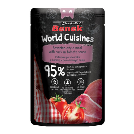 Super Benek World Cuisines Mix Smaków 24x100g Mokra Karma Dla Kota z Kaczką Kurczakiem Cielęciną i Łososiem
