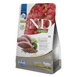 Farmina N&D Cat Quinoa Neutered Duck Brocolli & Asparagus 300g Sucha Karma Dla Kotów Kastrowanych Kaczka z Brokułem
