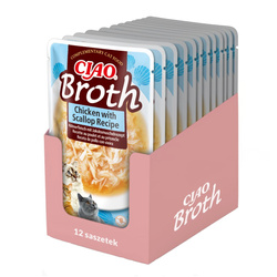 Inaba Cat Ciao Broth 12x40g Uzupełniająca Karma Dla Kota Bulion z Kurczakiem i Przegrzebkami