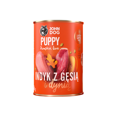 JOHN DOG Karma Mokra Dla Szczeniąt Pumpkin Line Indyk i Gęś z Dynią 24x400g