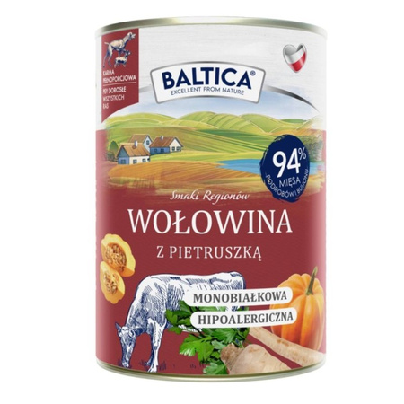Baltica Samki Regionów 24x400g Monoproteinowa Hipoalergiczna Bezzbożowa Mokra Karma Dla Psa Wołowina Indyk Wieprzowina