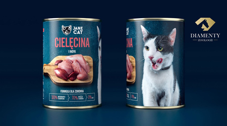 Jane Cat ADULT CIELĘCINA INDYK 6x 400g mokra karma dla kotów, bez zbóż