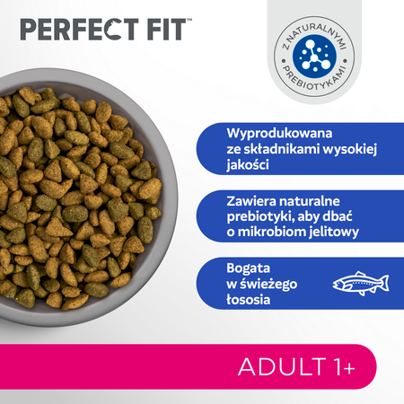 Perfect Fit Adult 1+ 10x750g Sucha Karma Dla Kotów Dorosłych Z Łososiem