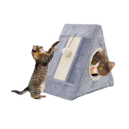 Drapak Domek Dla Kota Rozkładany Namiot Szary 40cm