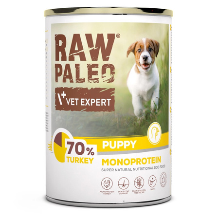 Vet Expert Raw Paleo Puppy Monoprotein Turkey 24x400g Mokra Karma Dla Szczeniąt z Indykiem