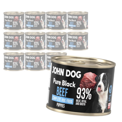 John Dog Pure Black Beef Puppies 12x200g Mokra Karma Dla Szczeniąt Z Wołowiną