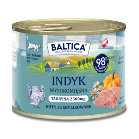 Baltica Smaki Regionów Indyk 6x185g Bezzbożowa Mokra Karma Dla Kotów Sterylizowanych