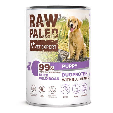 Raw Paleo Duck&Boar Puppy Duoprotein 400g​ Mokra Karma Dla Szczeniąt z Kaczką i Dzikiem