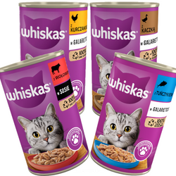WHISKAS Adult 4 Smaki 24x400g Mokra Karma Dla Dorosłych Kotów (Kurczak Wołowina Tuńczyk Kaczka)
