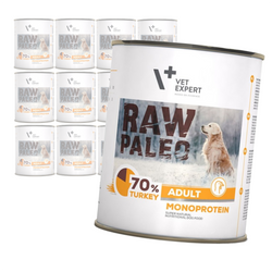 Vet Expert Raw Paleo Adult Monoprotein 12x800g Mokra Karma Dla Psa z Indykiem