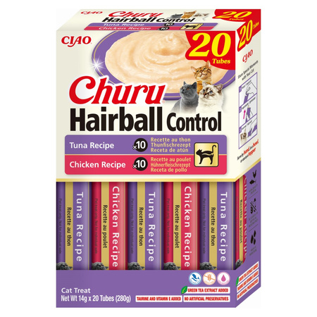 Inaba Cat Churu Hairball Control 40x14g Kremowy Przysmak Dla Kota Pasta Mix Kurczak I Tuńczyk