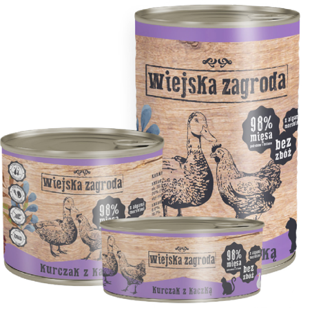 Wiejska Zagroda Kurczak z Kaczką Mokra Karma Dla Kota 24x400g Bezzbożowa