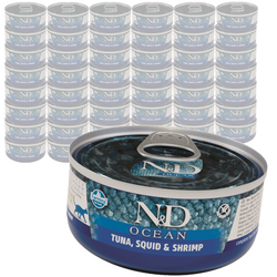 Farmina N&D Cat Ocean Tuna Squid & Shrimp 48x70g Mokra Karma Dla Kota Kalmar Tuńczyk Krewetka