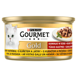 Purina Gourmet Gold z Kurczakiem i Wątróbką 85g Mokra Karma Dla Kota Kawałki w Sosie