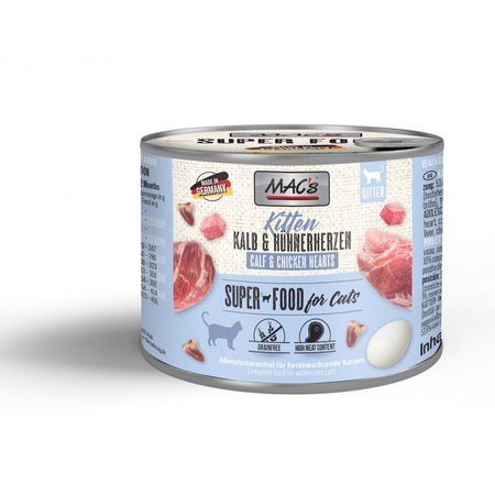 MAC's Kitten Mokra Karma Dla Kociąt Cielęcina Serca Drobiowe 24x200g