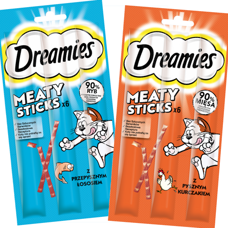 Przysmak Dreamies Meaty Sticks 2x30g Karma Uzupełniająca Dla Kota Z Łososiem I Kurczakiem