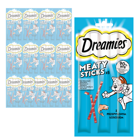 Przysmak Dreamies Meaty Sticks 14x30g Karma Uzupełniająca Dla Dorosłych Kotów Pałeczki Z Łososiem