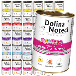 Dolina Noteci Premium Junior Mix 5 Smaków Mokra Karma Dla Szczeniąt 30x400g Indyk Kurczak Jagnięcina Królik Wołowina