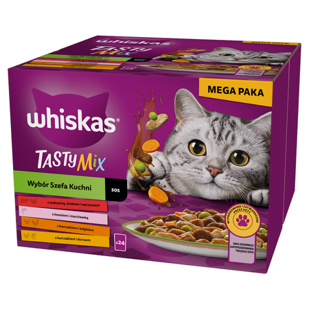 Whiskas Adult Tasty Mix Wybór Szefa Kuchni Saszetki 120x85g Mokra Karma Dla Dorosłych Kotów w Sosie