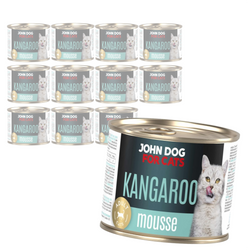 John Dog For Cats 12x200g Mokra Karma Dla Dorosłych Kotów Z Kangurem Mus
