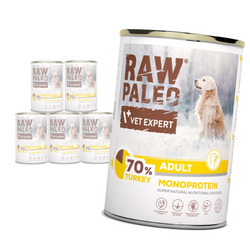 Vet Expert Raw Paleo Adult Monoprotein 6x400g Mokra Karma Dla Psa z Indykiem