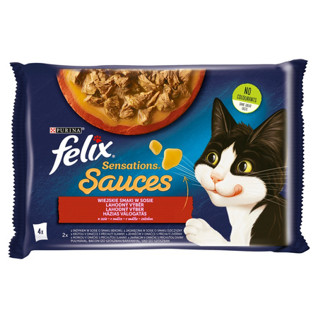 Felix Sensations Sauce Karma Dla Kotów Wiejskie i Rybne Smaki W Sosie 12x340g (48x85g)