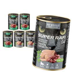 Super Rafi Cat 6x400g Bezzbożowa Mokra Karma Dla Kotów Sterylizowanych Mix 2 Smaków