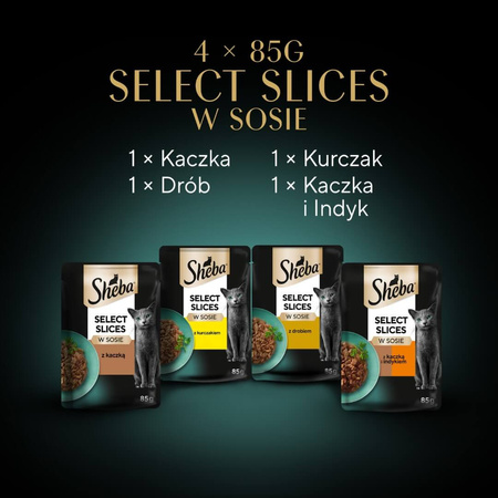 Sheba Selection Select Slices Drobiowe Smaki 48x85g Mokra Karma Pełnoporcjowa Dla Kota W Sosie
