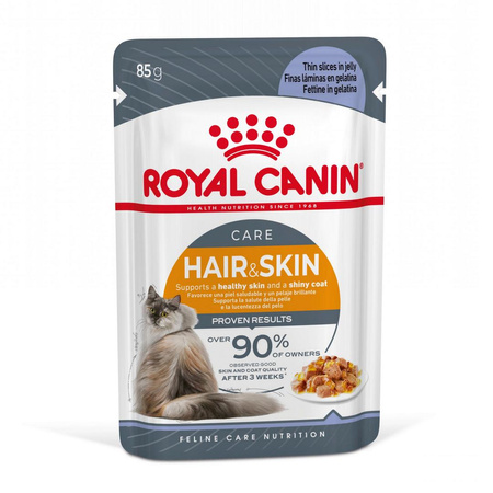 Royal Canin Hair & Skin w Sosie i Galaretce 12x85g Mokra Karma Dla Kotów Dorosłych Zdrowa Skóra Piękna Sierść