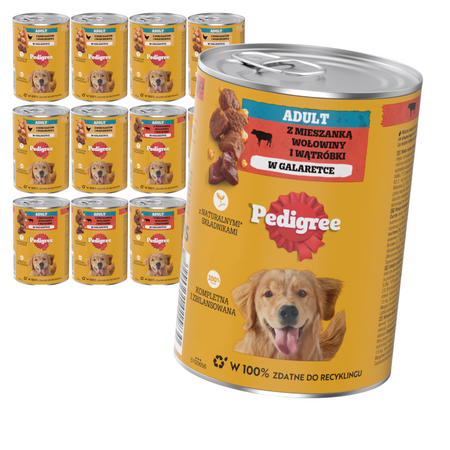 Pedigree Adult Mokra Karma Dla Psów 12x400g Mix Smaków Kurczak z Marchewką Wołowina w Galaretce