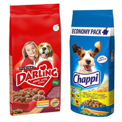 Purina Darling Wołowina Kurczak z Warzywami 15kg + Chappi z Drobiem 13,5kg Sucha Karma dla Psa 