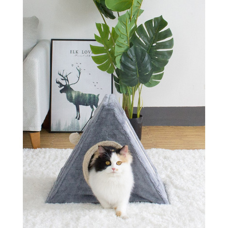 Drapak Domek Dla Kota Rozkładany Namiot Szary 40cm