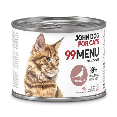 John Dog for Cats 99 Menu Mokra Karma Dla Dorosłych Kotów Mix Smaków 24x200g
