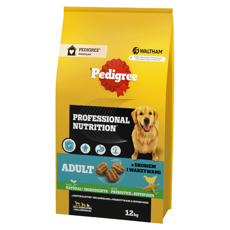 Pedigree Adult Professional Nutrition Z Drobiem I Warzywami 12kg + 12kg GRATIS Sucha Karma Dla Psów Średnich I Dużych Ras