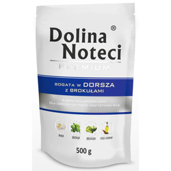 Dolina Noteci PREMIUM bogata w dorsza z brokułami saszetka 500 g Mokra karma dla psa