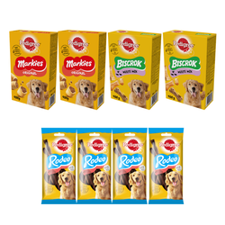 Pedigree Zestaw Przysmaków Ciasteczka 4x500g + Rodeo 4x123g Mix Smaków